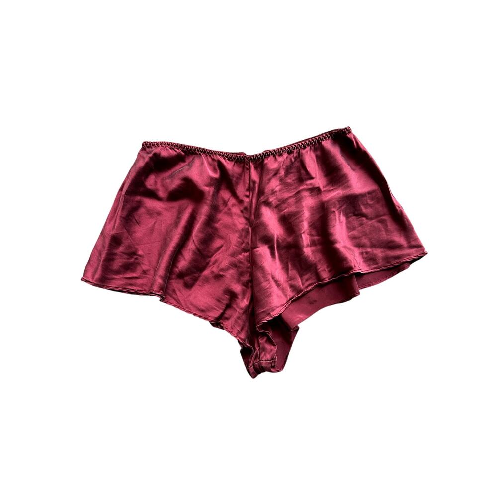 Vintage Victoria's Secret Gold Label Silk Shorts Burgundy Maroon Pajama L Large